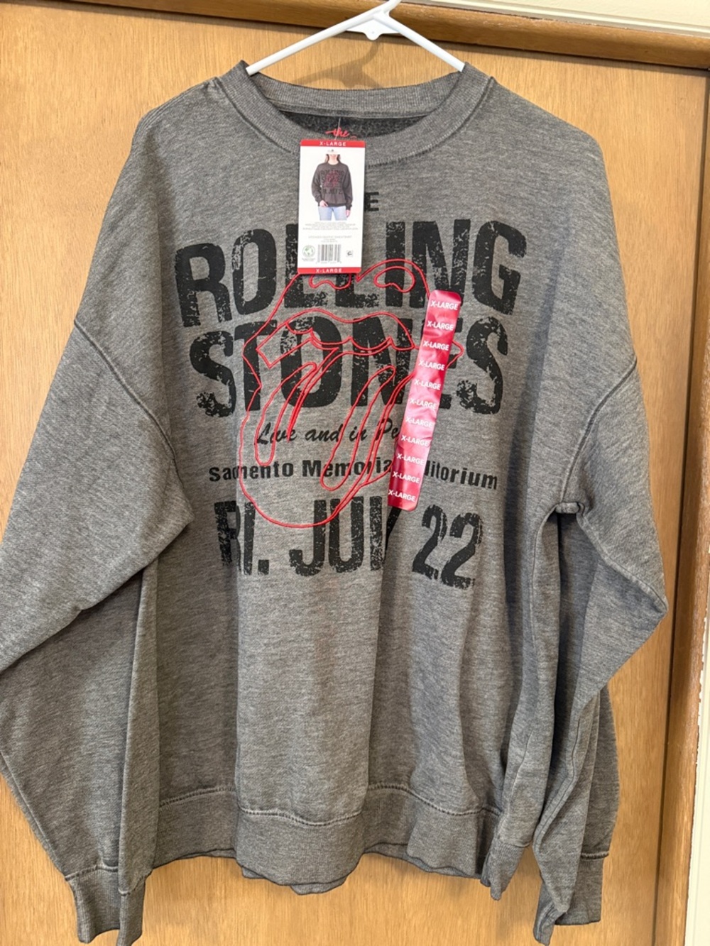 The Rolling Stones Gray Crewneck Red Tongue Graphic XL